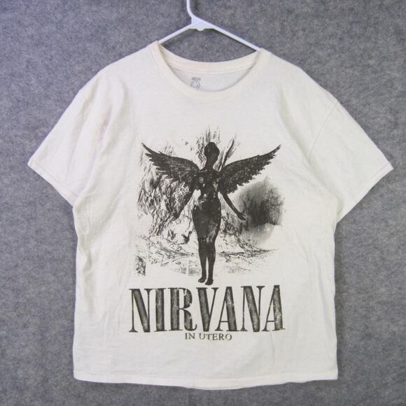 Nirvana Shirt Mens Large White Black In Utero Graphic Band Rock Grunge Tee Music - Picture 1 of 8